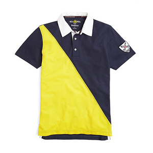 ProSport Diagonal Color-Block Polo Shirt - Navy Yellow